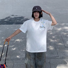 万针全刺绣解构设计260克重磅双纱纯棉高品质美式高街短袖T恤特35，男装T恤，电商A486-1