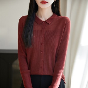 翻领毛衣外套女2025早春季新款洋气外搭毛衣针织开衫春秋披肩上衣图片