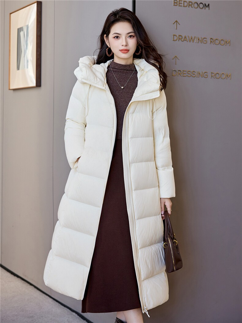 冬季新款宽松羽绒过膝加长款连帽服棉袄加厚泡芙棉衣外套女,女装羽绒服,阿舍尔精品