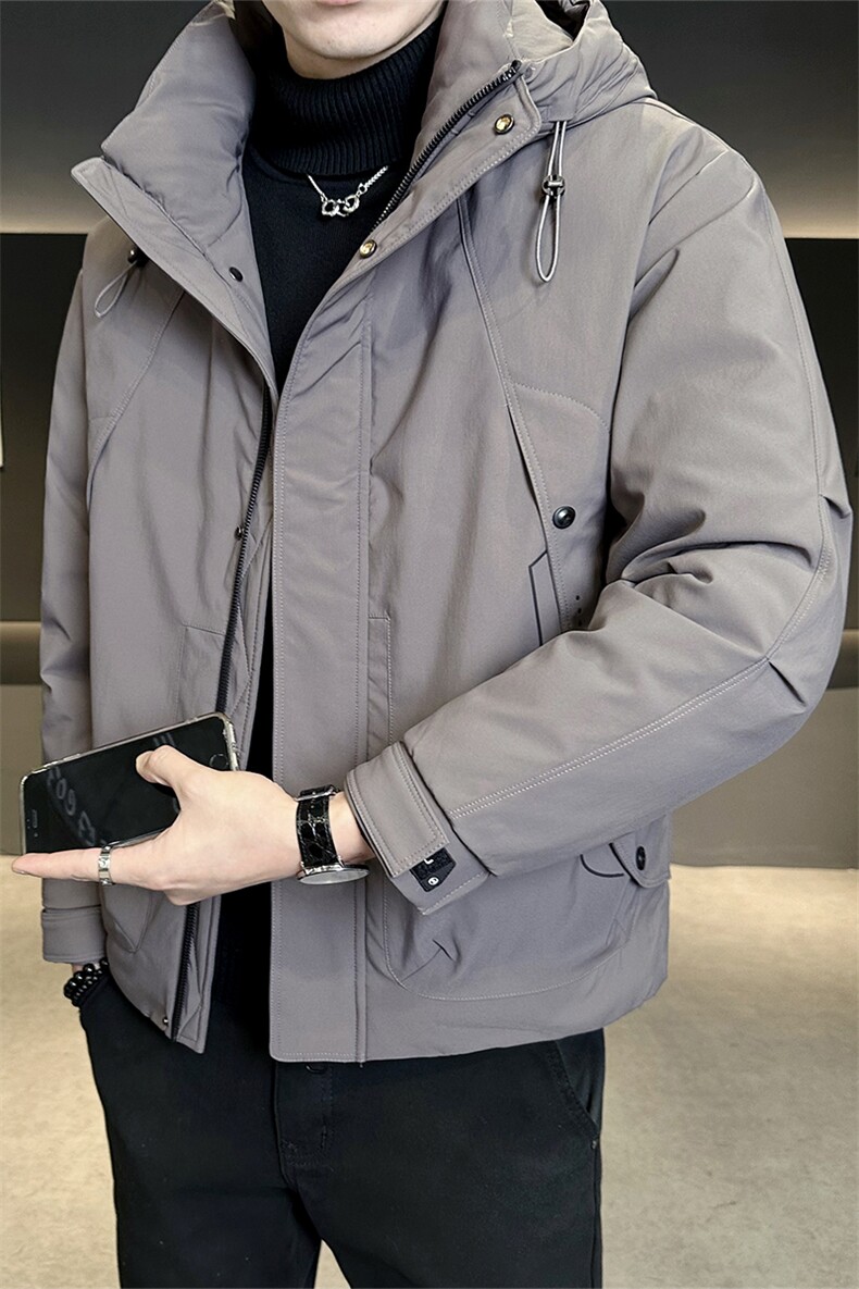 标50白鸭绒连帽男装羽绒服之前的灰色色差纠正C317-Y5869-P215,男装羽绒服,电商C317