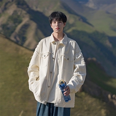 B225-W8567-P94-X118-星星牛仔外套-棉75.8%粘纤14.9%聚醋纤维9.3，男装工装外套，电商B225