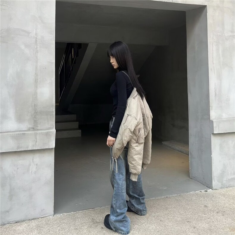 小众拉链短款夹克外套男秋季美式复古设计感飞行员棒球服3627-P75,男装夹克,星座310A-4