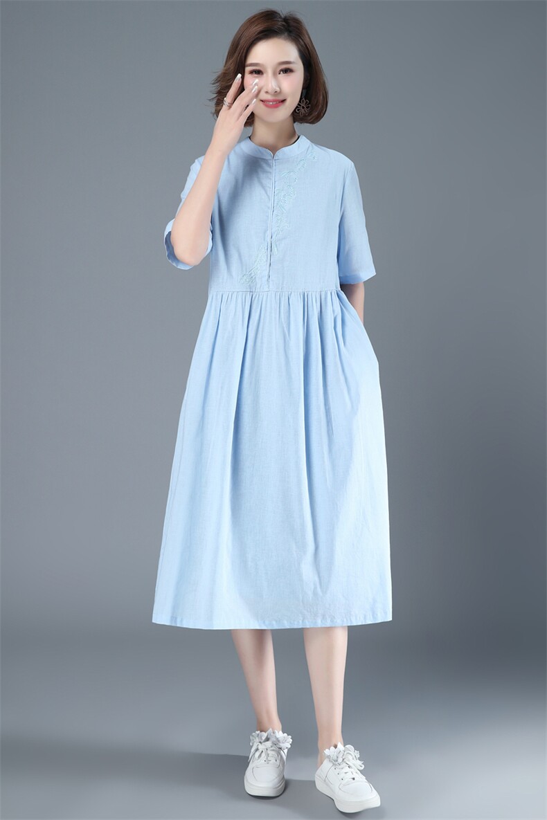 宽松柔软简约连衣裙2021年夏季自然舒适,女装连衣裙,奕阳依阁