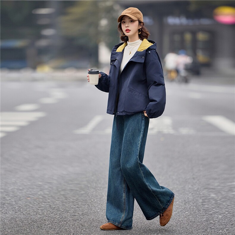 独特漂亮连帽冲锋衣夹棉厚外套女2025新款巨好看短款二棉衣棒球服,女装棉衣/棉服,梦懿尔