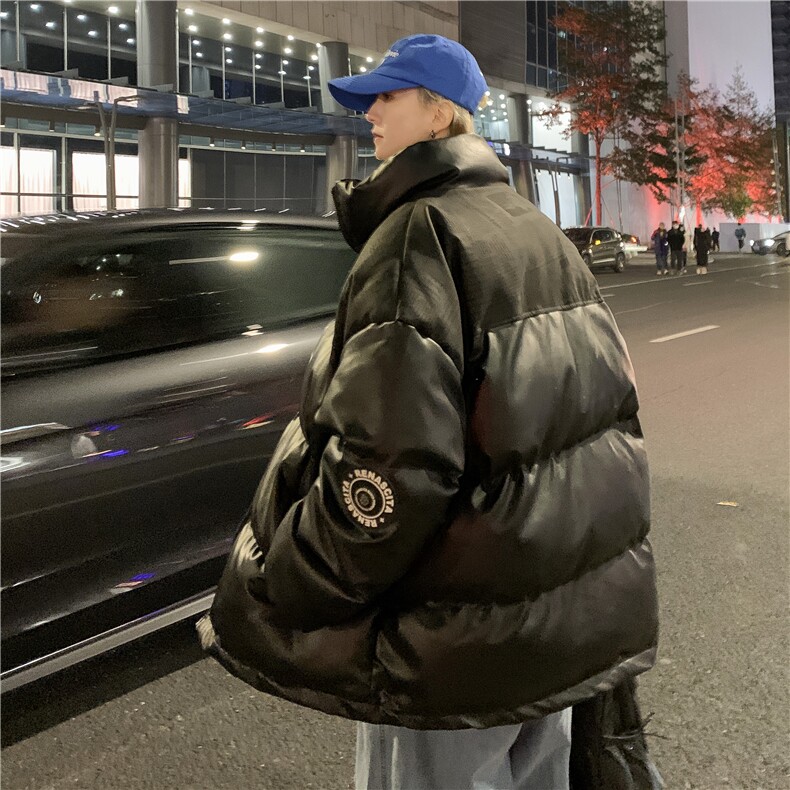 PU皮棉服冬季宽松港风棉衣立领冬装棉袄PM01-P115限158抖音控178,男装棉衣,电商B370