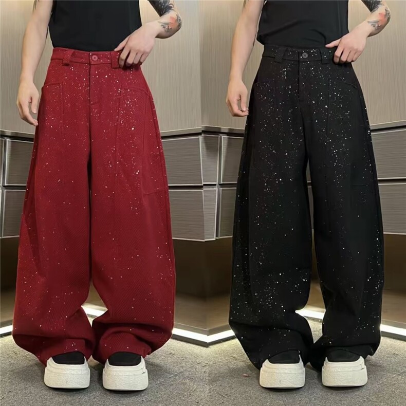 网图冬季高品质加厚毛呢裤男女春节日氛围感立体剪裁弯刀裤MN85，男装休闲裤，星座512-1（原513-3）