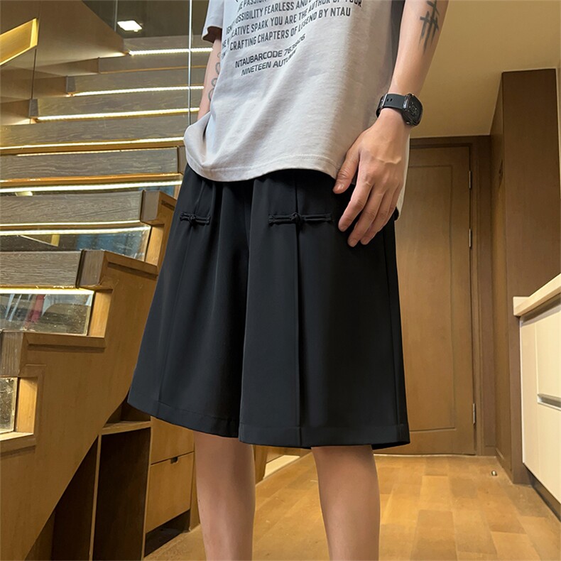 X2447-TP20不控价新中式风设计感短裤夏季冰丝垂感宽松五分裤,男装牛仔裤,电商A102-1