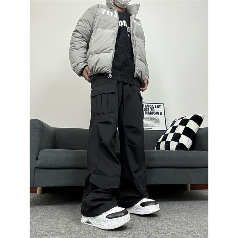 B221美式ins高街暗黑多口袋直筒工装休闲裤LK24153-P65控88,男装休闲裤,电商B221