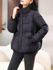 长期有货立领羽绒服短款2024冬季新款宽松加厚白鸭绒外套女，女装羽绒服，璐依舞