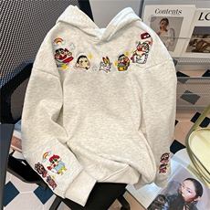 档口现货情侣美式潮牌趣味刺绣连帽卫衣男秋冬新款上衣WB593-P47，男装卫衣，星座412-3
