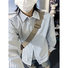 高品质牛仔条纹衬衫潮牌长袖衬衣潮流宽松休闲外套CS017-P30，男装衬衫，星座301C-5