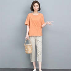 2025夏季新款时尚气质宽松显瘦休闲舒适棉麻两件套，女装套装/套裙，独衣靓