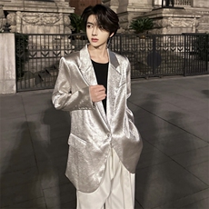 （自家图）肌理感西装外套2025春季高级感银色西服男2012-P105，男装西服，星座910-5