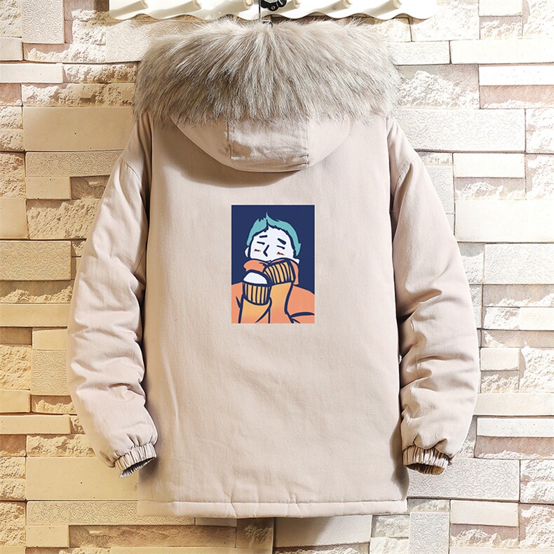 MM48042-P130 冬季大毛领衣男士大码加厚袄男服 砖墙挂拍图片