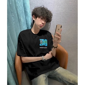 万针全刺绣工艺抖音得物高品质260克重磅纯棉双纱美式高街短袖T恤图片