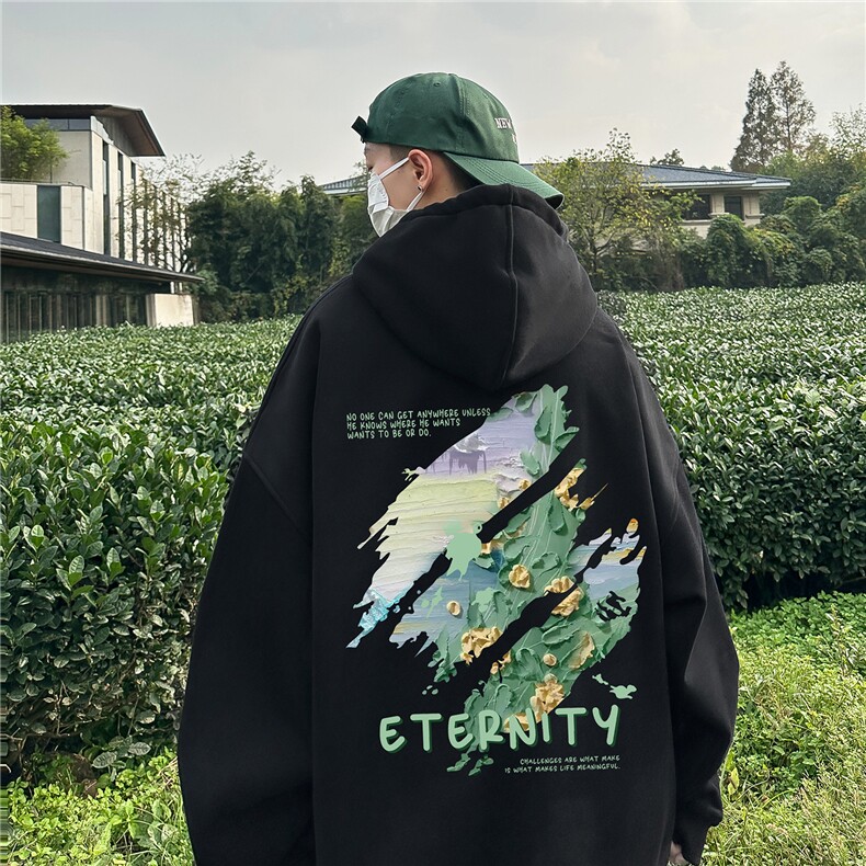 抖音供货、复合重磅400克现货连帽卫衣宽松上衣FM419-P45,男装卫衣,星座610B-1