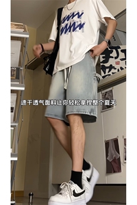 美式高街工装牛仔短裤 A451特P35 控55图片