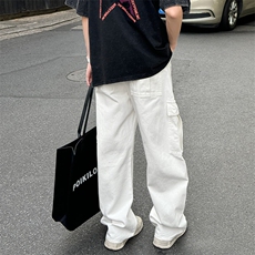 现货100棉新款白色弯刀牛仔裤松弛感工装裤男长期有货556P55，男装牛仔裤，电商B381-2