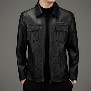 DLSN22077新款皮衣男头层绵羊皮夹克翻领商务休闲男装P950图片