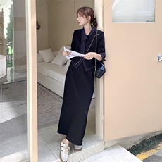 秋季新品牛仔拼接领带小西装半裙套装F666-P175-K268，女装套装/套裙，2C255