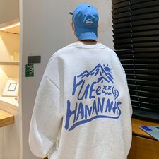 抖音供货、复合360克现货足印花圆领卫衣宽松D223A-T22869-P40，男装卫衣，电商019-1