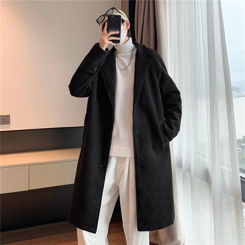 毛呢大衣男中长款宽松过膝风衣加厚英伦风呢子外套W2249-P62，男装风衣，星座512-4