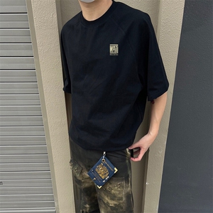 抖音得物品质夏季美式高街220克宽松纯棉潮牌印花短袖T恤MT30特15图片