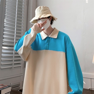 春装新品撞色拼接卫衣男女同款学生休闲宽松衬衫WY021-P70 控价98图片
