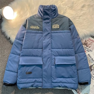 美式拼接立领棉服男女冬季潮牌加厚棉袄ins宽松工装外套TT575 P72图片