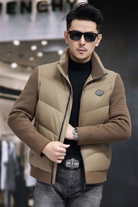 针织袖男士立领休闲羽绒服主推款大货图片
