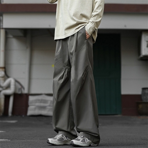 26春季斜切褶皱防泼水休闲裤男宽松冲锋裤工装裤K24125-特P28控58图片