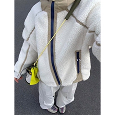 高品撞色拼接加厚保暖羊羔毛开衫连帽摇粒绒外套男女A1144-P108，男装棉衣，星座1505