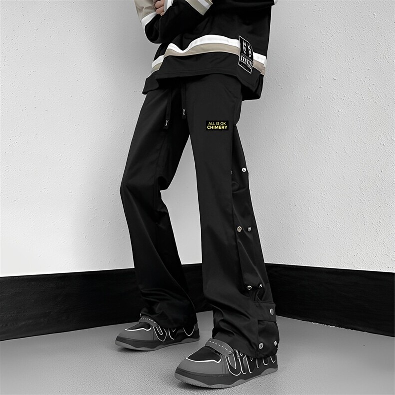 2024春季美式高街港风男潮直筒排扣微喇叭休闲裤K2006P48控69，男装休闲裤，星座225-5