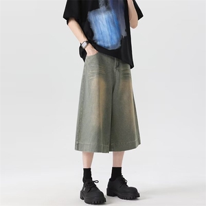 七分牛仔裤男士韩版潮流高街帅气宽松2024秋夏ins短裤RK2061-P42图片