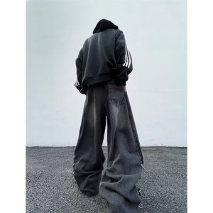 美式高街牛仔裤男士韩版潮流金属扣帅2024夏季ins长裤RK1711-P56图片