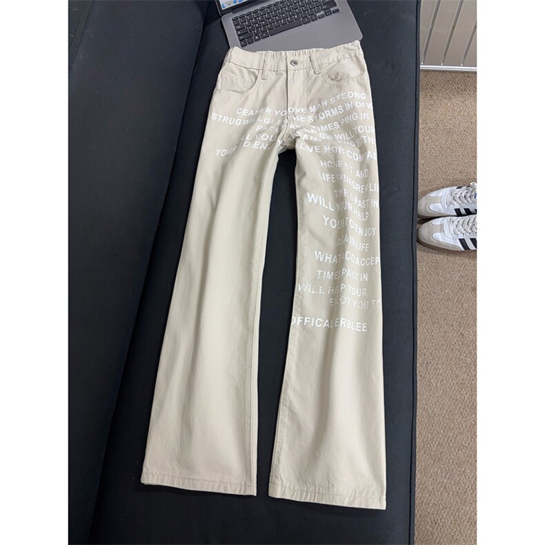 B221美式ins高街直筒字母印花休闲洗褪牛仔裤LK25591-特P45控78，男装牛仔裤，电商B221