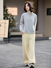 2025新款春装休闲刺绣半拉链卫衣两件套，女装卫衣/绒衫，梦懿尔