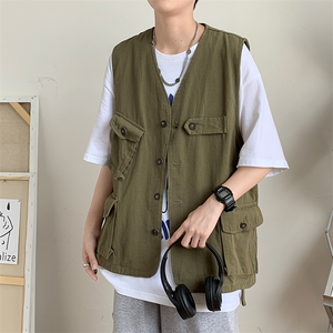 复古多口袋马甲外套男潮牌机能百搭外穿背心男情侣装MJ014-P35图片