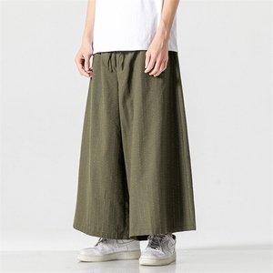 夏 九分裤大码日系宽松休闲裤条纹阔腿裤棉麻裤风 K333/P70图片