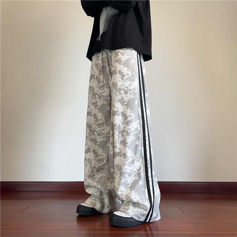 抖音品质灯芯绒扎染条纹设计感宽松休闲裤B315-K25484-特p40控78,男装休闲裤,电商B315