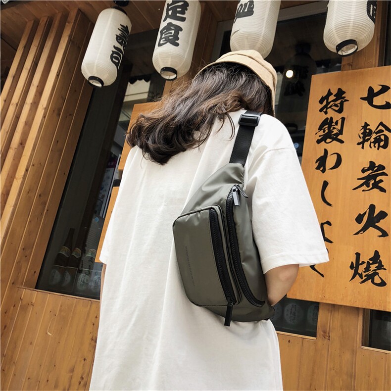 夏季潮牌PU防水男女胸包户外运动腰包纯色港风个性包，鞋类箱包男包，星座510A-2