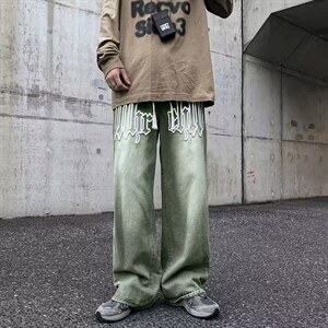 美式牛仔裤男秋季新款韩版潮牌宽松直筒裤高街痞帅裤子NK503-P45图片