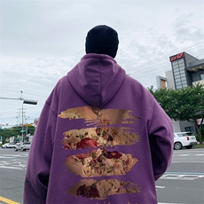 直播品质340克重磅纯色华棉美式卫衣连帽印花大码XZ517A-BK12306，男装卫衣，星座517A
