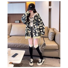 美式潮牌满印可爱凯蒂猫连帽卫衣女秋冬季慵懒风oversize开衫外套，女装短外套，星座506A