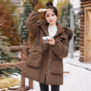 现货真貉子毛中长款羽绒服女2024新款冬季收腰显瘦时尚小个子外套图片