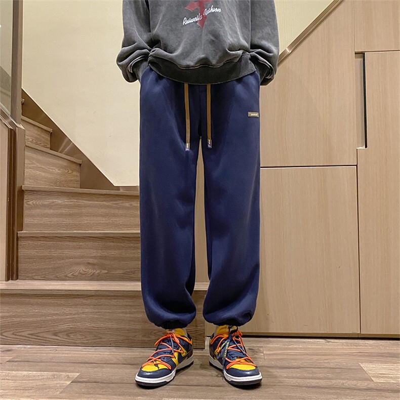 羊羔毛加绒卫裤男女秋冬百搭加厚保暖裤子2022设计感小众运动裤,男装休闲裤,星座601-2