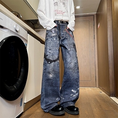 XZ616春季重磅美式满印3D印花街头休闲牛仔长裤K26006特P50，男装休闲裤，星座512A（原616）