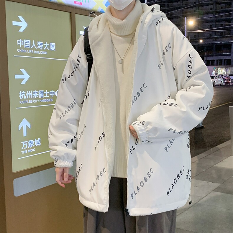 新款冬季加绒加厚棉衣羊羔绒双面穿外套青少年男装MY102P95,男装卫衣,电商A086