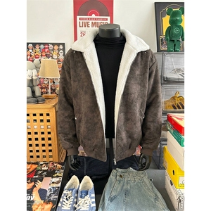 网图-美拉德巴恩风羊羔绒屋面PU皮棉服加绒保暖棉衣MP7827-特P80,白色毛衣裙的搭配方法图片图片