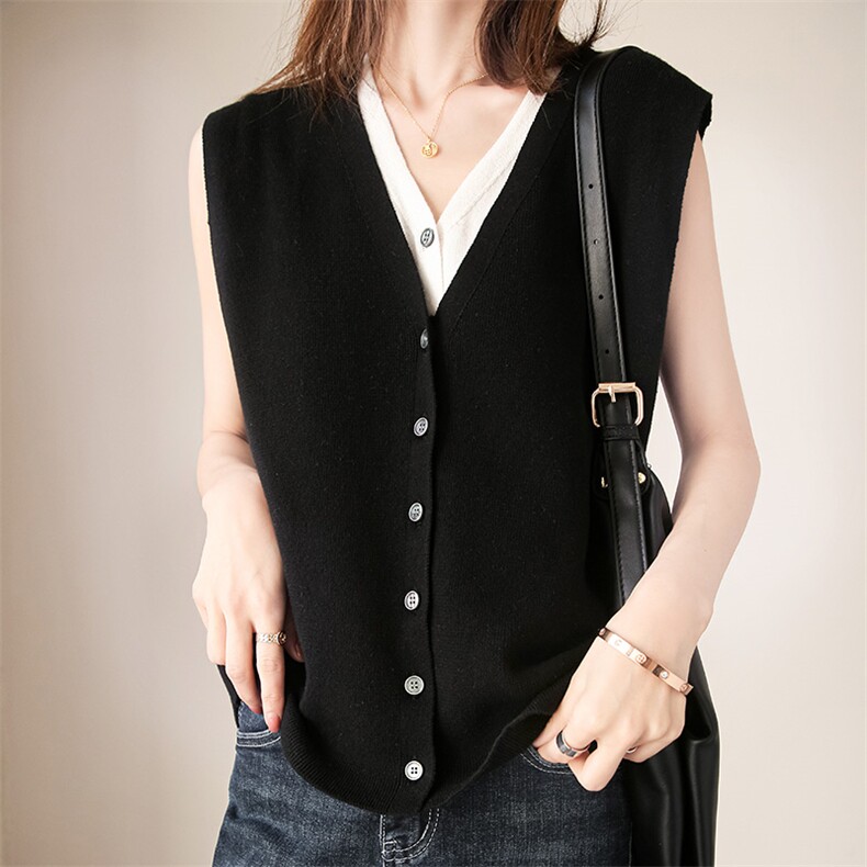 2025年夏季时尚潮流V领百搭纯色马甲，女装马甲，丽特绒